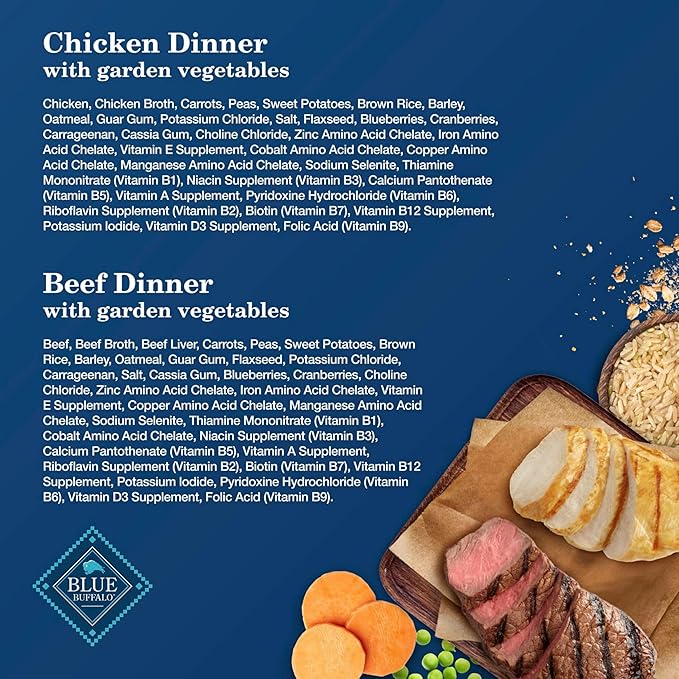 Blue Buffalo Homestyle Recipe Adult Wet Dog Food, Made with Natural Ingredients, Chicken and Beef Dinner Variety Pack, 12.5-oz Cans (6 Count, 3 of each)