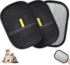 3 Pcs Electrostatic Pet Hair Removal Gloves with Bidirectional Bristle Design, Washable Reusable Cat Dog Hair Remover Grooming Glove Tool for Furniture, Bed Sheets,Car Seat (Black)