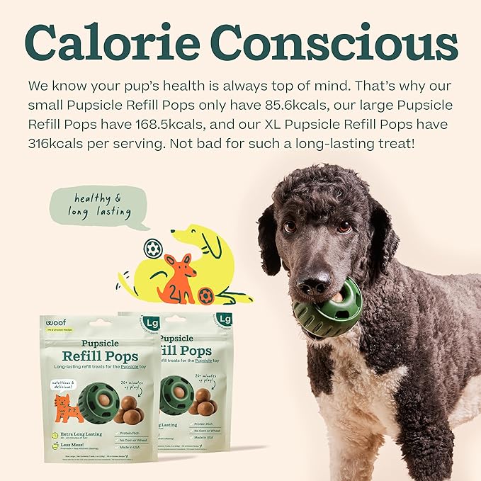 WOOF Pupsicle Chicken Refill Pops, Delicious Long Lasting Dog Treats, Wholesome Ingedients, Pre-Made Large Pupsicle Refills Pops- for Dogs 25-75 lbs - 7 Count