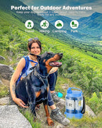 Large Dog Water Bottle Portable Bowl - 77oz Dog Travel Water Dispenser with Pull Out Bowl, Ideal for Hiking, Camping, Dog Parks, Leak-Proof BPA-Free Outdoor Pet Bottle for Large Dogs, Blue
