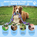 Dog Rope Toys for Large Medium Dog Chewers, Rope Indestructible Dog Chew Toys, 37 Inch 5 Knots Tough Dog Tug Toy for Teeth Cleaning, Tug of War
