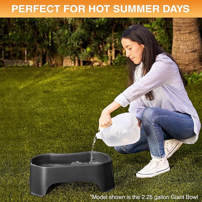 Neater Pet Brands Large Water Bowl for Dogs, Outdoor Dog Water Bowl (1.25 Gallon Extra-Large Capacity), Big Trough Style Food Dish for Indoors or Outside, No Spill Large Dog Bowls, Midnight Black