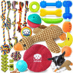 KIPRITII Puppy Teething Chew Toys -25 Pack Dog Chew Toys with Rope Toys, Dog Treat Balls & Squeaky Toy for Puppy and Small Dogs