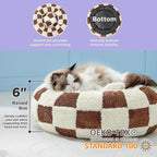 LE SURE Donut Small Dog Bed - Round Cat Bed for Indoor Cats with Anti-Anxiety Calming Teddy Sherpa Plush & Anti Slip Bottom Brown