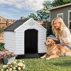 YITAHOME Large Plastic Dog House Outdoor Indoor Doghouse Puppy Shelter Water Resistant Easy Assembly Sturdy Dog Kennel with Air Vents and Elevated Floor