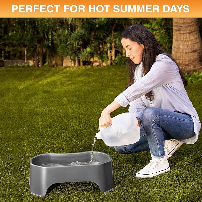 Neater Pet Brands Extra Large Water Bowl for Dogs, Outdoor Dog Water Bowl (2.25 Gallon Extra-Large Capacity), Big Trough Style Food Dish for Indoors or Outside, No Spill Large Dog Bowls, Gunmetal Grey