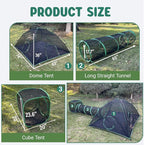 3-in-1 Outdoor Cat Enclosures, Portable Catio Green Cat Tents for Outside, Cat Tents with 1 Dome Tent,1 Straight Tunnel and 1 Cube, Outdoor Cat Playpen for Cats, Rabbits and Other Animals