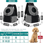 PetAmi Dog Front Carrier Backpack, Ventilated Adjustable Dog Pet Cat Chest Carrier Backpack, Dog Carrier for Hiking Camping Travel, Small Dog Puppy Medium Cat Carrying Bag, Max 14 lbs, Grey