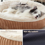 45 inches Donut Dog Bed for Extra Large Dogs,Calming Round Jumbo Pet Bed with Removable Cover, Washable Milk Plush Faux Fur, Fits Pets up to 100 lbs(Brown,XL)