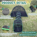 3-in-1 Outdoor Cat Enclosures, Portable Catio Green Cat Tents for Outside, Cat Tents with 1 Dome Tent,1 Straight Tunnel and 1 Cube, Outdoor Cat Playpen for Cats, Rabbits and Other Animals