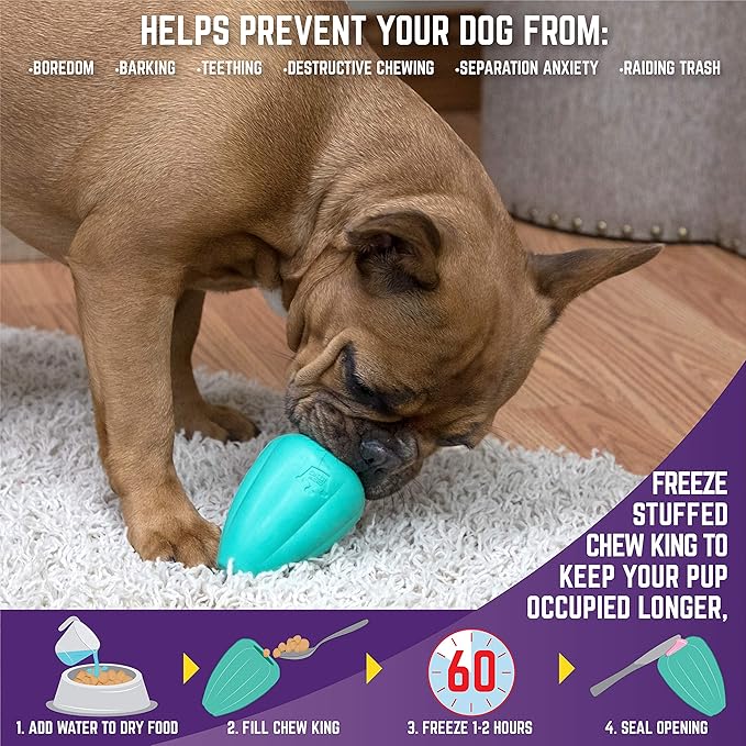 Chew King by Mammoth Premium Treat Dog Toy, Medium, Extremely Durable Natural Rubber Toy, Pack of 2