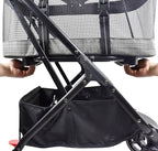 ROODO Fashion 3-in-1 Dog Cat Stroller with Detachable Carrier&Car Seat Combo Best Lightweight Folding Portable All-Terrain Travel Pet Gear Puppy Doggie Kitty Stroller for up to 30 lbs(Grey Lattice)