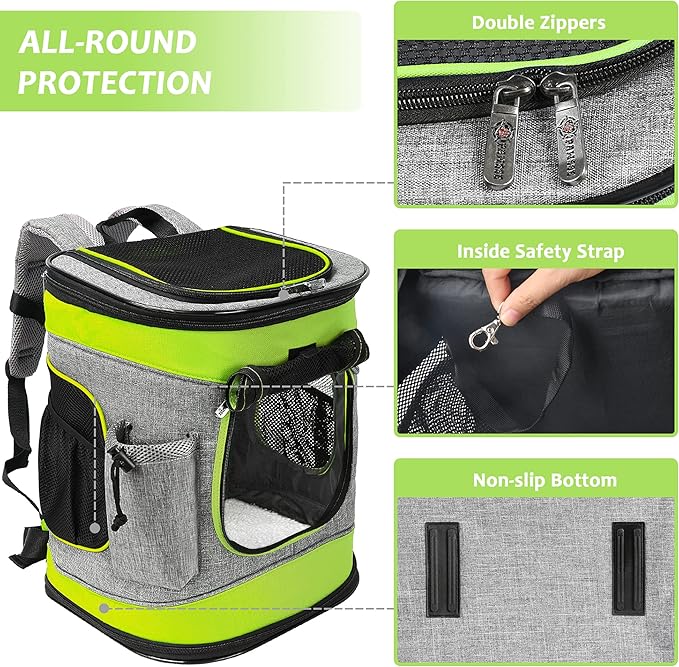 Kritter Planet Pet Carrier Backpack for Cats Dogs, Breathable Pet Backpack with 4 Mesh Window, Portable Pet Carrier for Camping