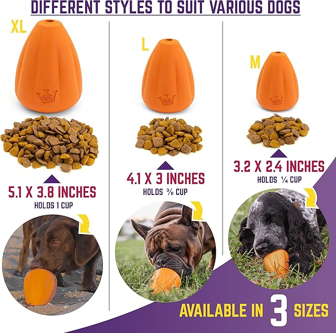 Chew King by Mammoth Premium Treat Dog Toy, Extremely Durable Natural Rubber Toy, Bacon Flavored Dog Treater, Orange X-Large