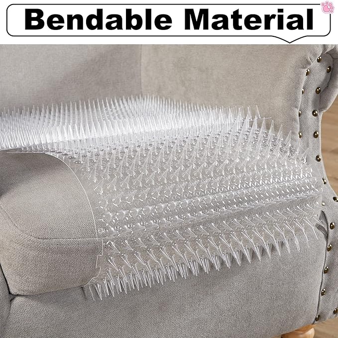 16 Pack Cat Repellent Outdoor Mat Cats Dogs Plastic Bendable Spiked Deterrent Training Repellent PET Mats with Spikes for Indoor Outdoor Supplies, 18.3 Square Feet, 16 x 13 Inch(Clear)