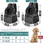 PetAmi Adjustable Dog & Cat Chest Carrier Backpack, Ventilated for Hiking & Camping, Small to Large Pets, Max 10 lbs, Dark Gray