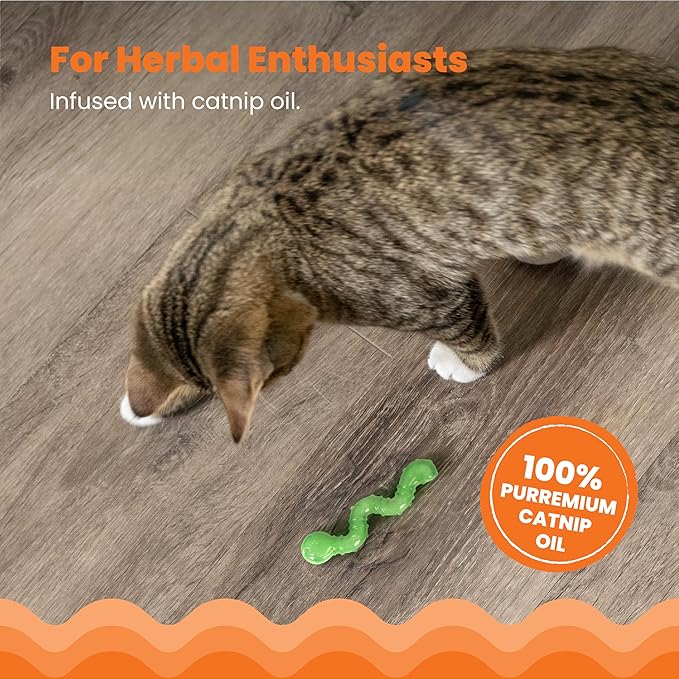Petstages Orkakat Wiggle Worm Dental Catnip Cat Chew Toy