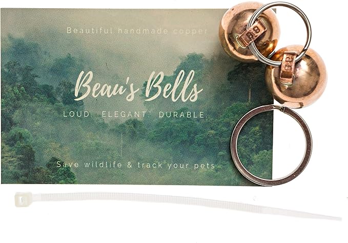 Beau's Bells 2 Extra Loud Cat & Dog Bells | Pet Tracker | Save Birds & Wildlife | Luxury Handmade Copper (Medium)