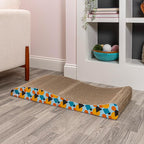 CSR1011A Eero 32" Modern Cardboard Foldable Lounge Cat Scratcher with Catnip, Blue/Orange