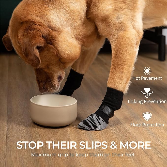 DOK TigerToes Premium Non-Slip Dog Socks for Hardwood Floors - Extra-Thick Grip That Works Even When Twisted - Prevents Licking, Slipping, and Great for Dog Paw Protection (XXXL)