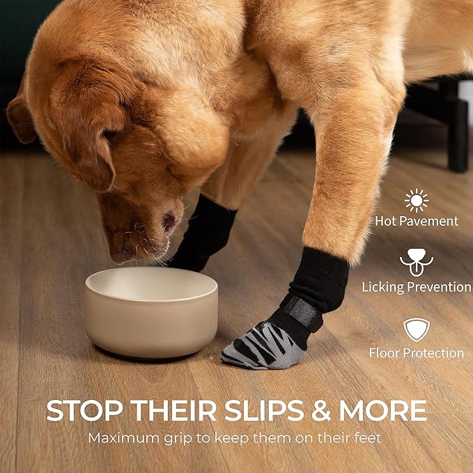 DOK TigerToes Premium Non-Slip Dog Socks for Hardwood Floors - Extra-Thick Grip That Works Even When Twisted - Prevents Licking, Slipping, and Great for Dog Paw Protection (XXS)