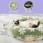 LE SURE Donut Small Dog Bed - Round Cat Beds for Indoor Cats Calming Pet Beds, Cute Modern Beds with Jacquard Shaggy Plush & Anti Slip Bottom, 20 Inch, Green,XS (20x20x6)