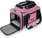 Top-Expandable Cat Carrier 18x11x11, United Delta American Airline Approved Dog Travel Carrier, Soft-Sided Pet Carry Bag Under-Seat in Cabin, Puppy Airplane Crate TSA Plane Kitten Cage Pink