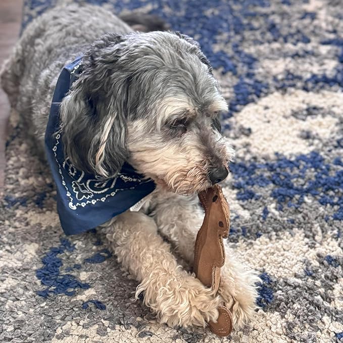 SPOT Dura-Fused Leather Squirrel Dog Toy – Real Leather & Jute Fabric, Double-Stitched & Durable, Soft Stuffed Squeaky Interactive Chew Toy for Moderate Chewers, Small & Medium Dogs, 8in