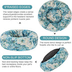 Dog Calming Beds for Small Medium Large Dogs - Round Donut Washable Puppy Dog Bed, Anti-Slip Faux Fur Fluffy Donut Cuddle Anxiety Cat Pet Bed (32" Flower)