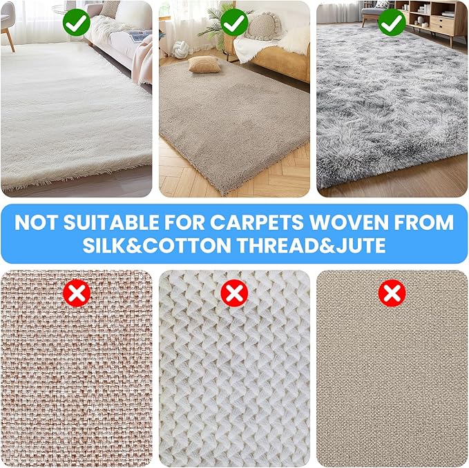 3 in 1 Carpet Rake for Pet Hair Removal, Tool Set of 3, 55” Long Handle Carpet Pet Hair Removal Carpet Scraper Dog Cat Hair Remover for Sofa, Couch, Car, Rug (Gray)