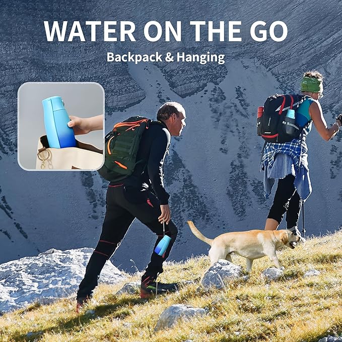 Dog Water Bottle, Travel Puppy Water Bowl, Leak Proof Portable Puppy Water Dispenser, Foldable Dog Water Bottle for for Pets Outdoor Walking, Hiking, Travel, Food Grade Plastic - 19oz Blue