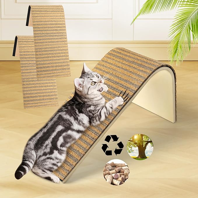 cat Scratching Post-Cat Scratching Pad with Corkcat beds for Indoor Cats-cat Scratch with 2 Pcs Cardboard,Easy Replace,Scratching Board Toy,Eco-Friendly Sustainable Kitten Scratching Post-cat ramp