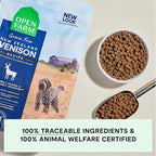 Open Farm, Grain-Free Dry Dog Food, Complete & Balanced Kibble, Sustainably & Ethically Sourced Ingredients, Non-GMO Veggies & Superfoods Support Overall Health, New Zealand Venison Recipe, 22lb Bag