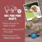 Freeze Dried Dog and Cat Treats, Pork Heart, All Natural Single Ingredient Freeze-Dried Treat & Snacks, Made in USA, High Protein, Essential Nutrition of Raw Dog Food, 8oz