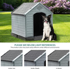 YITAHOME Large Plastic Dog House Outdoor Indoor Doghouse Puppy Shelter Water Resistant Easy Assembly Sturdy Dog Kennel with Air Vents and Elevated Floor