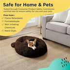 Best Friends by Sheri Bundle Set The Original Calming Shag Donut Cuddler Cat and Dog Bed + Pet Throw Blanket Dark Chocolate Small 23" x 23"