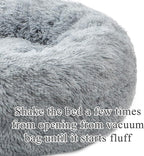 Calming Donut Dog Bed Small, Plush Round Cuddler Dog & Cat Bed, Anit-Anxiety Marshmellow Fluffy Faux Fur Cushion(20", Grey)