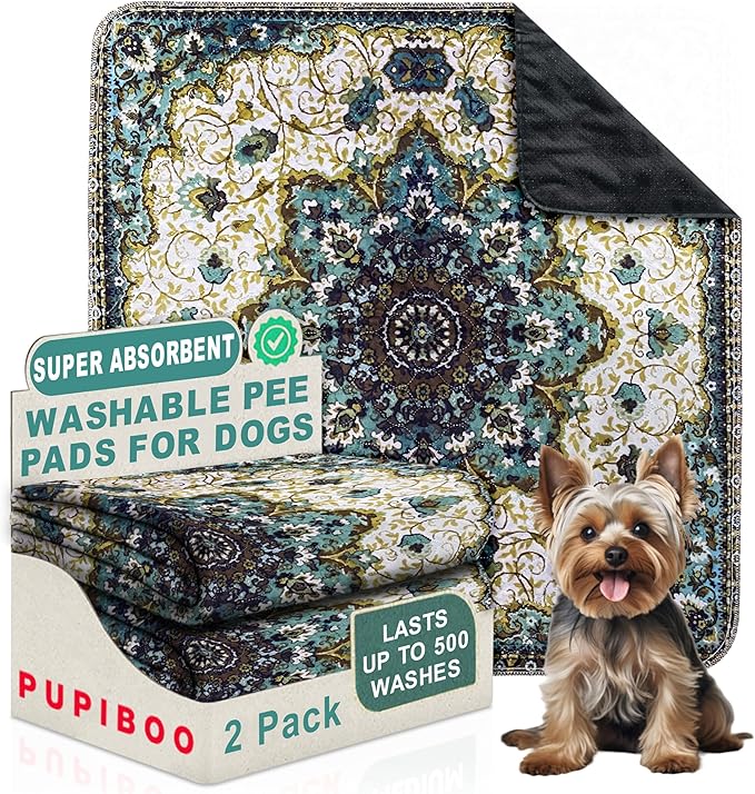 PUPIBOO Washable Pee Pads for Dogs and Cats - Super Absorbent Reusable Puppy Training Pads - 100% Waterproof, Leak-Proof & Non-Slip Whelping Pads for Pet Housebreaking