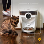 Feeder-Robot by Whisker, White with Smoke-Grey Hopper; Smart, Automatic Pet Feeder, Feed Your Cat or Dog from Anywhere, Designed & Assembled in USA