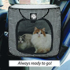 Necoichi Stress-Free Enclosure Cat Travel Carrier Cage 31.8" L x 20.0" W x 20.0" H Collapsible Gray White Stripes | Pop up Kannel, Crates