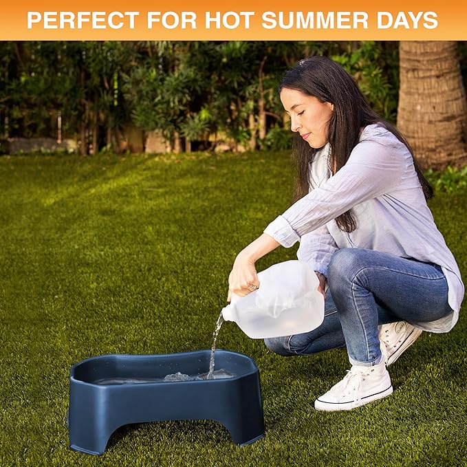 Neater Pet Brands Extra Large Water Bowl for Dogs, Outdoor Dog Water Bowl (2.25 Gallon Extra-Large Capacity), Big Trough Style Food Dish for Indoors or Outside, No Spill Large Dog Bowls, Dark Blue