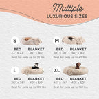 Best Friends by Sheri Bundle Set The Original Calming Shag Donut Cuddler Cat and Dog Bed + Pet Throw Blanket, Taupe, Small, 23x23