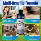 Life Line Pet Nutrition Wild Alaskan Fish Oil Omega-3 Supplement for Skin & Coat – Supports Brain, Eye & Heart Health in Dogs & Cats, 16.5oz