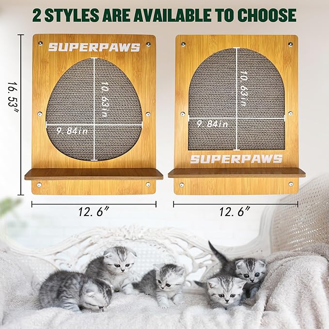 Cat Scratching Board, Easel-Shaped Corrugate Cat Scratcher for Indoor Cats, Cat Scratch Pad with Premium Scratch Textures Design, Cardboard Cat Scratcher with Double-Sided Usability (Semicircle)