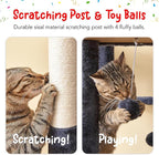 66-Inch Tall Cat Tree for Indoor Cats, Multi-Level Large Cat Tower with 3 Hammocks, 2 Padded Perches, cat Tree Tower with Scratching Post and Hanging Toys for Large Adult,Smoky Grey