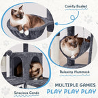 Yaheetech Cat Tree Tower, 40-Inch Condo with Hammock, Oversized Soft Platform, Scratching Board, Basket, Pet Beds & Furniture for Large Kittens, Dark Gray
