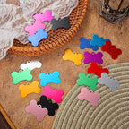 Roowest 200 Pcs Blank Dog Pet Tags for Engraving 38mm Aluminum Bone Shape Name Tag Colorful Double Sided Dog Cat Phone Number Pendants