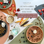 The Slowdown Bowl Silicone Slow Feeder for Dogs & Puppies, Slow Eating Modern Lick Mat Design, Reduces Gulping, Fits 2 Cups 7.5” Across x 1.5” Tall, Mealtime Challenge, Medium-Charcoal