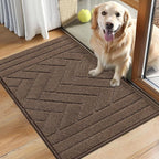 Tindbea Dog Mat for Muddy Paws,Absorbs Moisture Dirt Non-Slip Washable Mud Mat for Dogs,Soft Rubber Backing Front Inside Pet Rug for Entryway, Mud Dog Paws, Patio(20"x31.5",Latte)