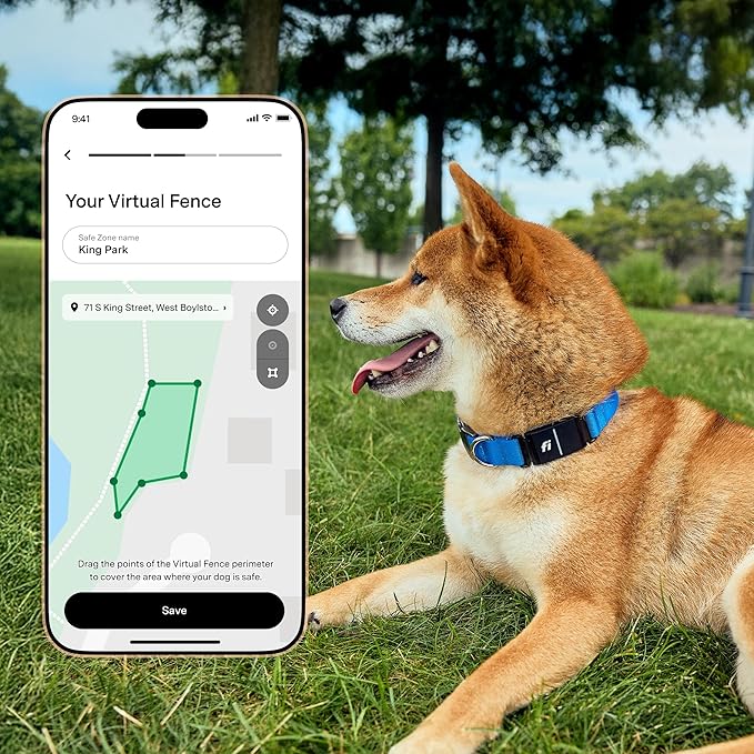 Fi Series 3+ Smart Dog Collar - GPS Dog Tracker and Activity & Fitness Monitor, Waterproof, LED Light, Escape Alerts, Nationwide Coverage [Free 6 Month Membership] (Blue, Extra Large)